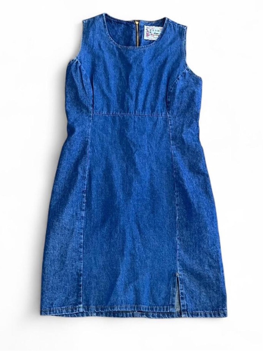 Vintage Denim Sleeveless Mini Dress - Blue